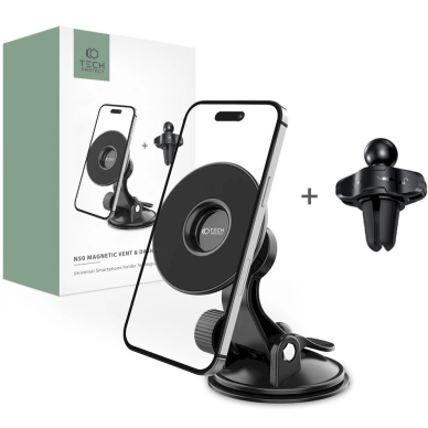Tech-Protect N50 Magnetic Car Telfono laikiklis MagSafe Cockpit/Air Vent - Juodas Tech-Protect N50 Magnetic Car Telfono laikiklis MagSafe Cockpit/Air Vent - Juodas