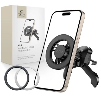 Automobilinis laikiklis Tech-Protect N56 magnetinis MagSafe vėdinimo angai – juodas Automobilinis laikiklis Tech-Protect N56 magnetinis MagSafe vėdinimo angai – juodas