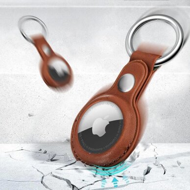 Akcija! Apple AirTag 1/2 dėklas Tech-Protect NaturalFit – rudos spalvos 3