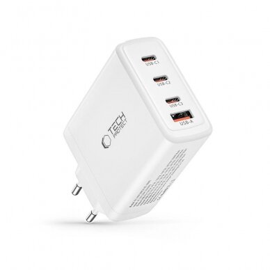 Tech-Protect NC100W-GAN Įkroviklis GaN 3x USB-C PD 100W / USB-A QC 3.0 - baltas 5 Tech-Protect NC100W-GAN Įkroviklis GaN 3x USB-C PD 100W / USB-A QC 3.0 - baltas 5