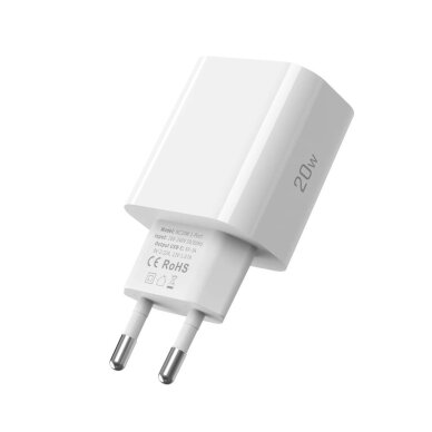 Sieninis įkroviklis Tech-Protect NC20W PD20W USB-C su USB-C laidu – baltas 4