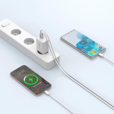 Tech-Protect NC45W-GAN 2-port PD45W įkroviklis + TYPE-C kabelis – baltas 7