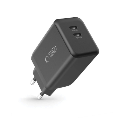 Tech-Protect NC45W-GAN 2-port PD45W sieninis įkroviklis – juodas 1