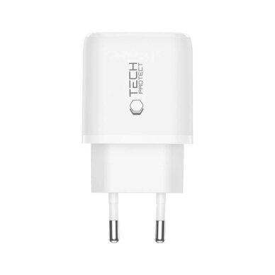 Sieninis įkroviklis Tech-Protect NCA20 PD 20W / QC3.0 USB-A / USB-C – baltas 3