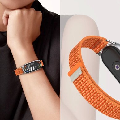 Xiaomi Smart Band 8 / 9 / 10 / NFC Tech-Protect Nylon Pro nailoninis dirželis – juodas ir oranžinis 2 Xiaomi Smart Band 8 / 9 / 10 / NFC Tech-Protect Nylon Pro nailoninis dirželis – juodas ir oranžinis 2