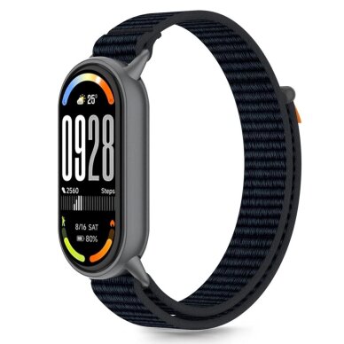Xiaomi Smart Band 8 / 9 / 10 / NFC Tech-Protect Nylon Pro nailoninis dirželis – juodas ir oranžinis