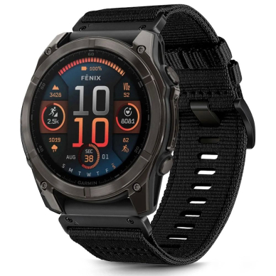 Garmin Fenix 5 / 6 / 6 PRO / 7 / 8 (47 mm) / E Tech-Protect Nailoninis dirželis – juodas 2
