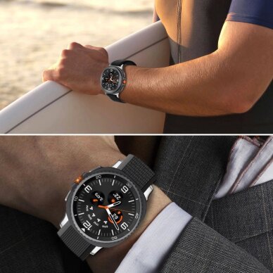 Samsung Galaxy Watch 40/44/46 mm Tech-Protect Nylon Stripe nailoninis dirželis – juodas ir oranžinis 6