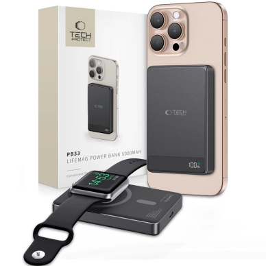 Tech-Protect PB33 LifeMag MagSafe Powerbank 5000mAh – juodas