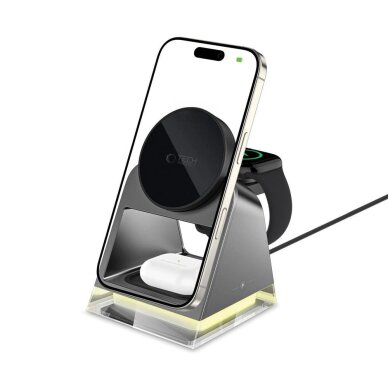 Belaidis įkroviklis Tech-Protect QI15W-A43 3in1 su MagSafe Apple įrenginiams – juodas 1 Belaidis įkroviklis Tech-Protect QI15W-A43 3in1 su MagSafe Apple įrenginiams – juodas 1