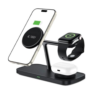 Belaidis įkroviklis Tech-Protect QI15W-A45 3in1 su MagSafe Apple įrenginiams – juodas 1