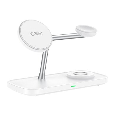 Belaidis įkroviklis Tech-Protect QI15W-A45 3in1 su MagSafe Apple įrenginiams – baltas 2