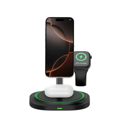 Belaidis įkroviklis Tech-Protect QI15W-A46 3in1 magnetinis indukcinis su MagSafe – juodas 2 Belaidis įkroviklis Tech-Protect QI15W-A46 3in1 magnetinis indukcinis su MagSafe – juodas 2