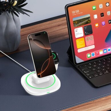 Belaidis įkroviklis Tech-Protect QI15W-A46 3in1 magnetinis indukcinis su MagSafe – baltas 8