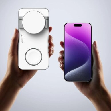 Belaidis įkroviklis Tech-Protect QI15W-A47 MagSafe 3in1 su USB-C laidu – baltas 8