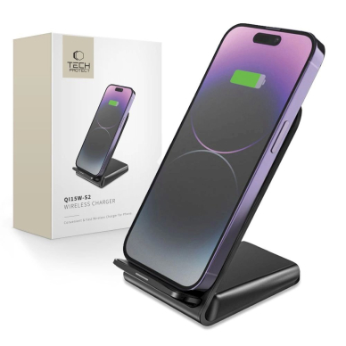 Tech-Protect QI15W-S2 15W inductive Įkroviklis  in the form of a stand - Juodas Tech-Protect QI15W-S2 15W inductive Įkroviklis  in the form of a stand - Juodas