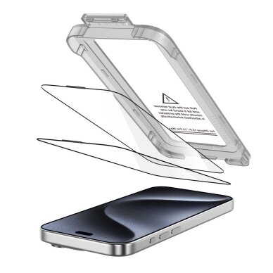 iPhone 15 Pro Max Tech-Protect Quick Set+ grūdintas stiklas, 2 vnt. – juodas 1 iPhone 15 Pro Max Tech-Protect Quick Set+ grūdintas stiklas, 2 vnt. – juodas 1