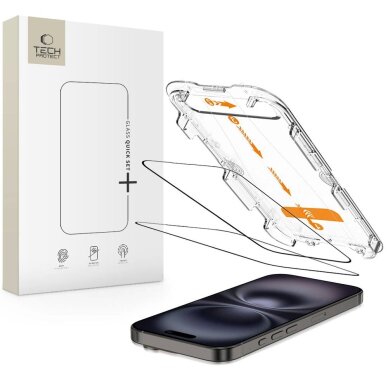 iPhone 15 / 16 Tech-Protect Quick Set+ grūdintas stiklas, 2 vnt. iPhone 15 / 16 Tech-Protect Quick Set+ grūdintas stiklas, 2 vnt.