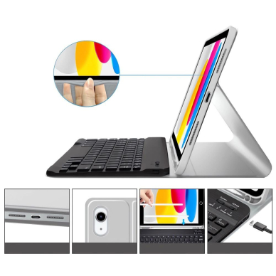iPad 10.9" 2022 (10th gen.) / 11" 2025 (11th gen.) – Tech-Protect SC Pen + Keyboard dėklas - Pilkas 4