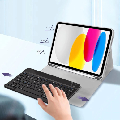 iPad 10.9" 2022 (10th gen.) / 11" 2025 (11th gen.) – Tech-Protect SC Pen + Keyboard dėklas - Pilkas 6