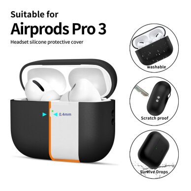 AirPods Pro 3 Tech-Protect silikoninis dėklas – juodas 3