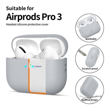 AirPods Pro 3 Tech-Protect silikoninis dėklas – pilkas 3 AirPods Pro 3 Tech-Protect silikoninis dėklas – pilkas 3