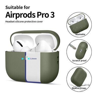 AirPods Pro 3 Tech-Protect silikoninis dėklas – žalias 3