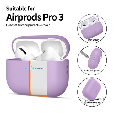 AirPods Pro 3 Tech-Protect silikoninis dėklas – violetinis 3