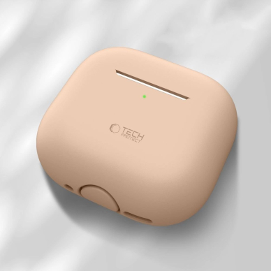 AirPods 4 Tech-Protect silikoninis dėklas - smėlio 1