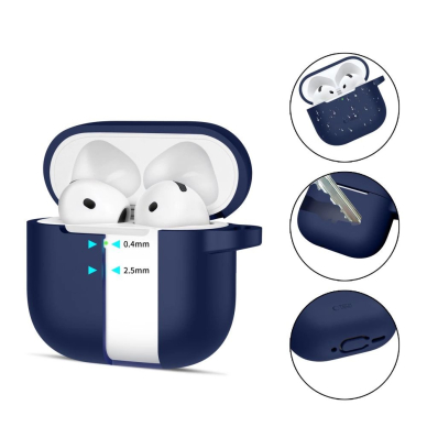 Tech-Protect Silikoninis Hook Dėklas skirtas AirPods 4 - Navy Mėlynas 1