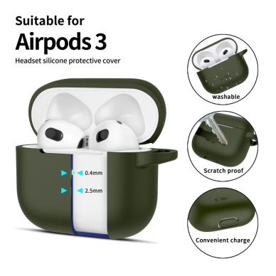 Tech-Protect Silicone Hook Dėklas Apple AirPods 3 - Žalias 1 Tech-Protect Silicone Hook Dėklas Apple AirPods 3 - Žalias 1