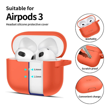 Tech-Protect Silicone Hook Dėklas Apple AirPods 3 - Oranžinė 1 Tech-Protect Silicone Hook Dėklas Apple AirPods 3 - Oranžinė 1