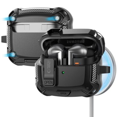 Samsung Galaxy Buds 3 / 3 FE / 3 Pro Tech-Protect Silicone Hook dėklas – juodas 1