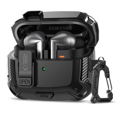 Samsung Galaxy Buds 3 / 3 FE / 3 Pro Tech-Protect Silicone Hook dėklas – juodas