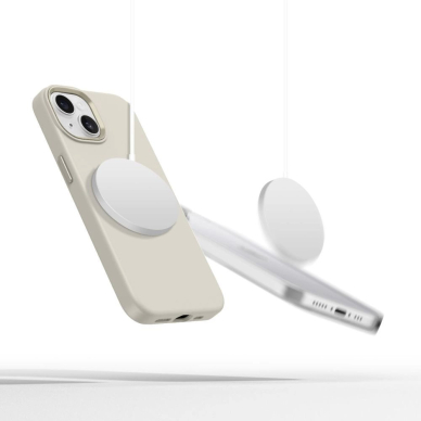 Tech-Protect Silikoninis PU Dėklas MagSafe iPhone 14 - Beige 2