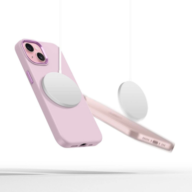 Tech-Protect Silikoninis PU MagSafe iPhone 15 Dėklas - Rožinis 2