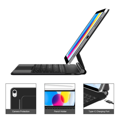 iPad 10.9” 2022 / iPad 11” 2025 Tech-Protect Smartcase Magnetic su klaviatūra - juodas 7