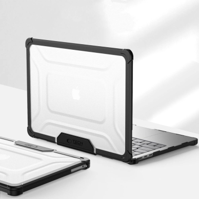 MacBook Air 13" 2023–2025 M2 / M3 / M4 – Tech-Protect SmartShell Pro dėklas - Skaidrus/Juodas 4