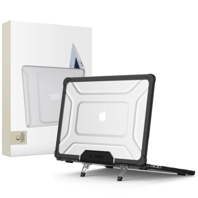 MacBook Air 13" 2023–2025 M2 / M3 / M4 – Tech-Protect SmartShell Pro dėklas - Skaidrus/Juodas