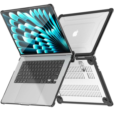 MacBook Air 15" 2023–2025 M2 / M3 / M4 – Tech-Protect SmartShell Pro dėklas - Skaidrus/Juodas 2