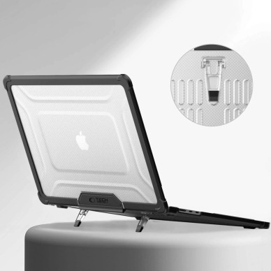 MacBook Air 15" 2023–2025 M2 / M3 / M4 – Tech-Protect SmartShell Pro dėklas - Skaidrus/Juodas 3