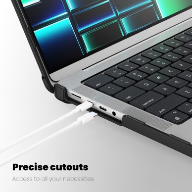 MacBook Pro 14" (M1 / M2 / M3 / M4 / M5, 2021–2025) Tech-Protect SmartShell Pro dėklas – juodas / skaidrus 5