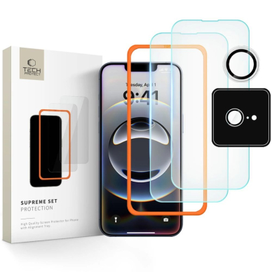 Tech-Protect Supreme grūdintų stiklų rinkinys (3 vnt.) skirtas iPhone 16e – skaidrus