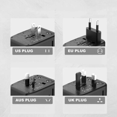 Kelioninis adapteris Tech-Protect TA200 EU / UK / US / AU – juodas 8 Kelioninis adapteris Tech-Protect TA200 EU / UK / US / AU – juodas 8