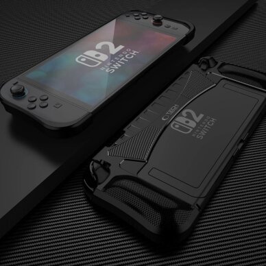 Nintendo Switch 2 dėklas Tech-Protect TPUCarbon – juodas 4