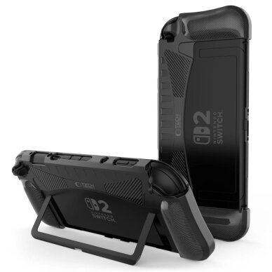 Nintendo Switch 2 dėklas Tech-Protect TPUCarbon – juodas