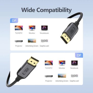 Kabelis Tech-Protect UltraBoost DisplayPort į DisplayPort 1.4 4K 60Hz 2m – juodas 1