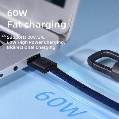 Kabelis su raktų pakabuku Tech-Protect UltraBoost DNA USB-C PD 60W / 3A – pilkas 4 Kabelis su raktų pakabuku Tech-Protect UltraBoost DNA USB-C PD 60W / 3A – pilkas 4