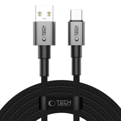 Krovimo laidas Tech-Protect UltraBoost DNA USB-A / USB-C 15W / 3A 300 cm – pilkas