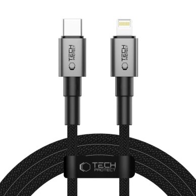 Krovimo laidas Tech-Protect UltraBoost DNA USB-C / Lightning PD27W / 3A 200 cm – pilkas